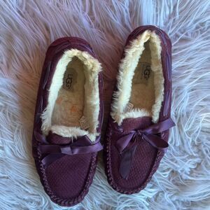 UGG Women's Moccasins in Burgundy with Cream Lining